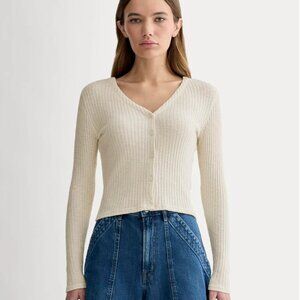 Everlane The Cozy Rib Cardigan Medium in Bone NWT